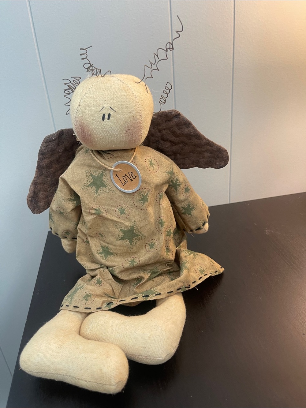 Handmade Rustic Star Angel Doll in Cream and Brown